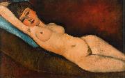 Amedeo Modigliani Reclining Nude on a Blue Cushion (mk39) oil on canvas